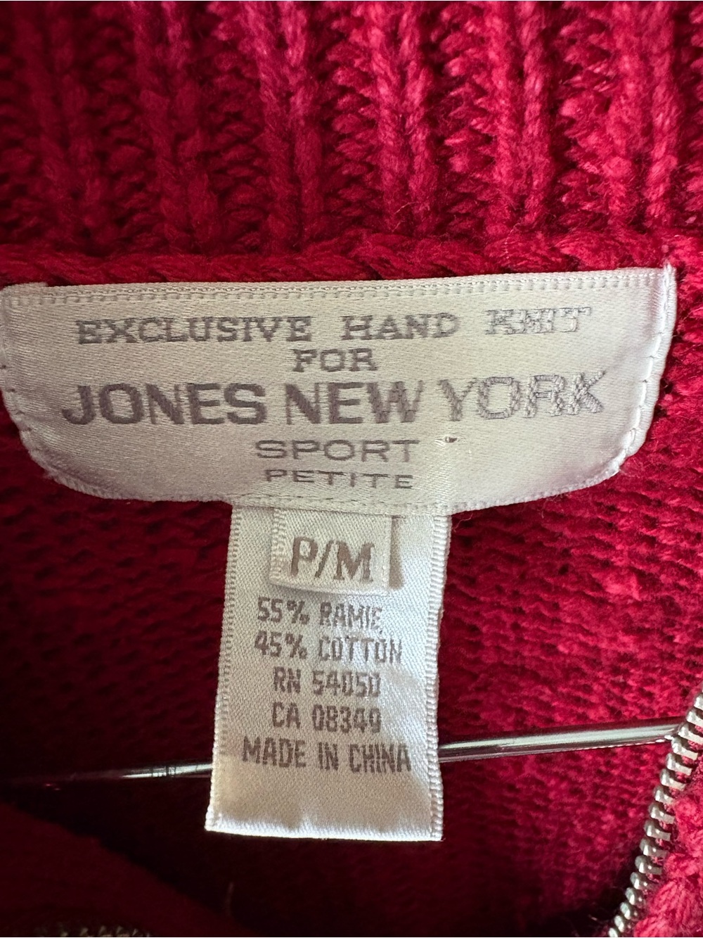 Vintage Jones New York Sport Ski Sweater Red Quarter-Zip Petite Medium 90s Y2K - Picture 11 of 12